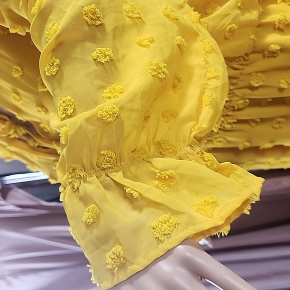 Tacera  Yellow Textured Swiss dot Dress size XL - Picture 6 of 8